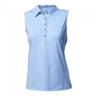 BACKTEE Ladies Snake UV Polo Top, Blue bell