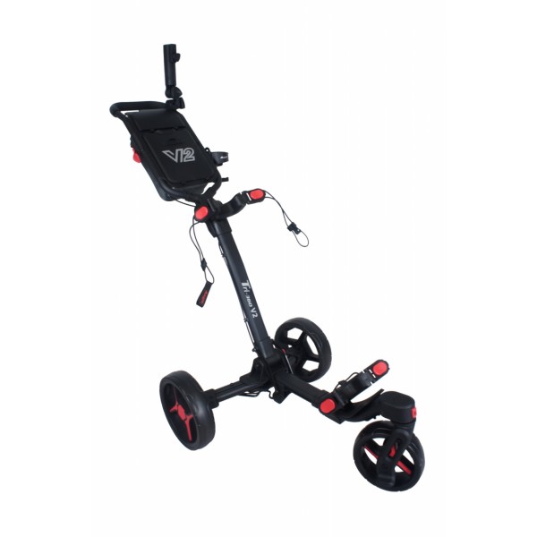 AXGLO Tri-360 V2 ruční tříkolový golfový vozík Black / Red