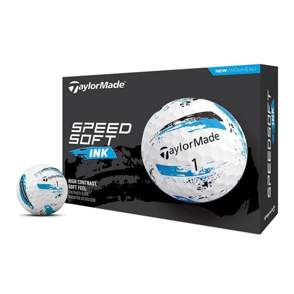 TaylorMade SpeedSoft Ink Golfové Míčky 12ks, Bílé/Modré